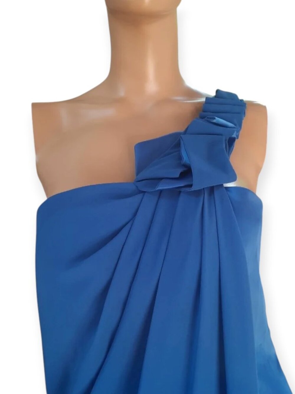 Max & Cleo One Shoulder Cocktail Dress Women’s Size 4 Blue Ruffle Mini - Picture 10 of 14
